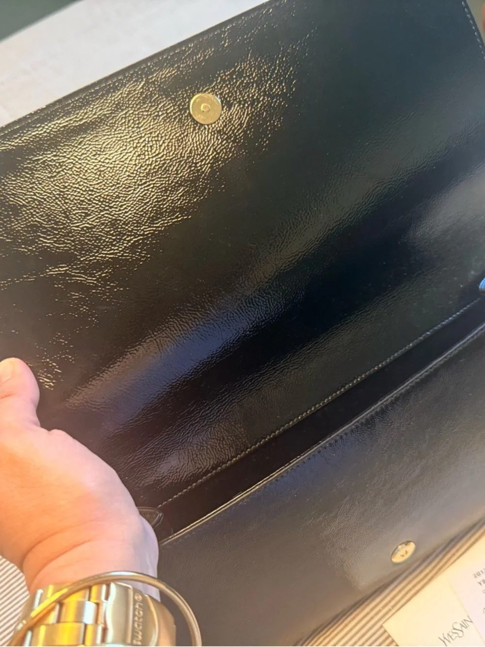 YSL Yves Saint Laurent Black Patent Belle de Jour Clutch - Picture 4 of 6